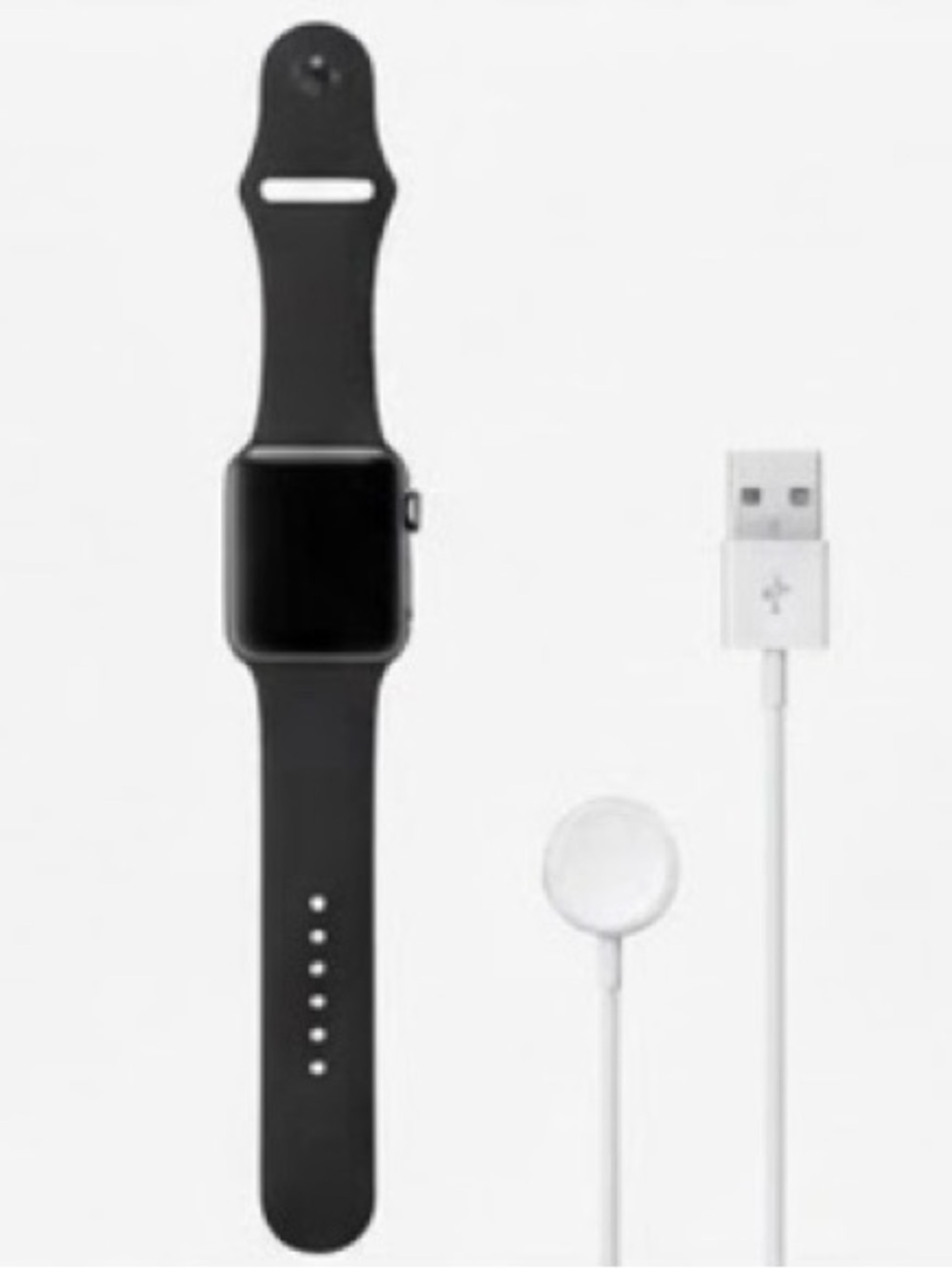 Apple Watch Series 3 38mm Space Gray Aluminum Case Black Sport Band w/ Charger